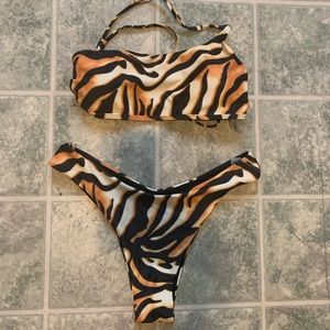 ZAFUL animal print one shoulder bikini